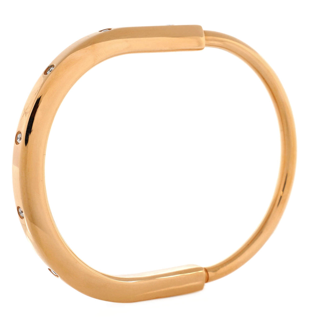 Lock Bangle Bracelet 18K Rose Gold with Diamonds