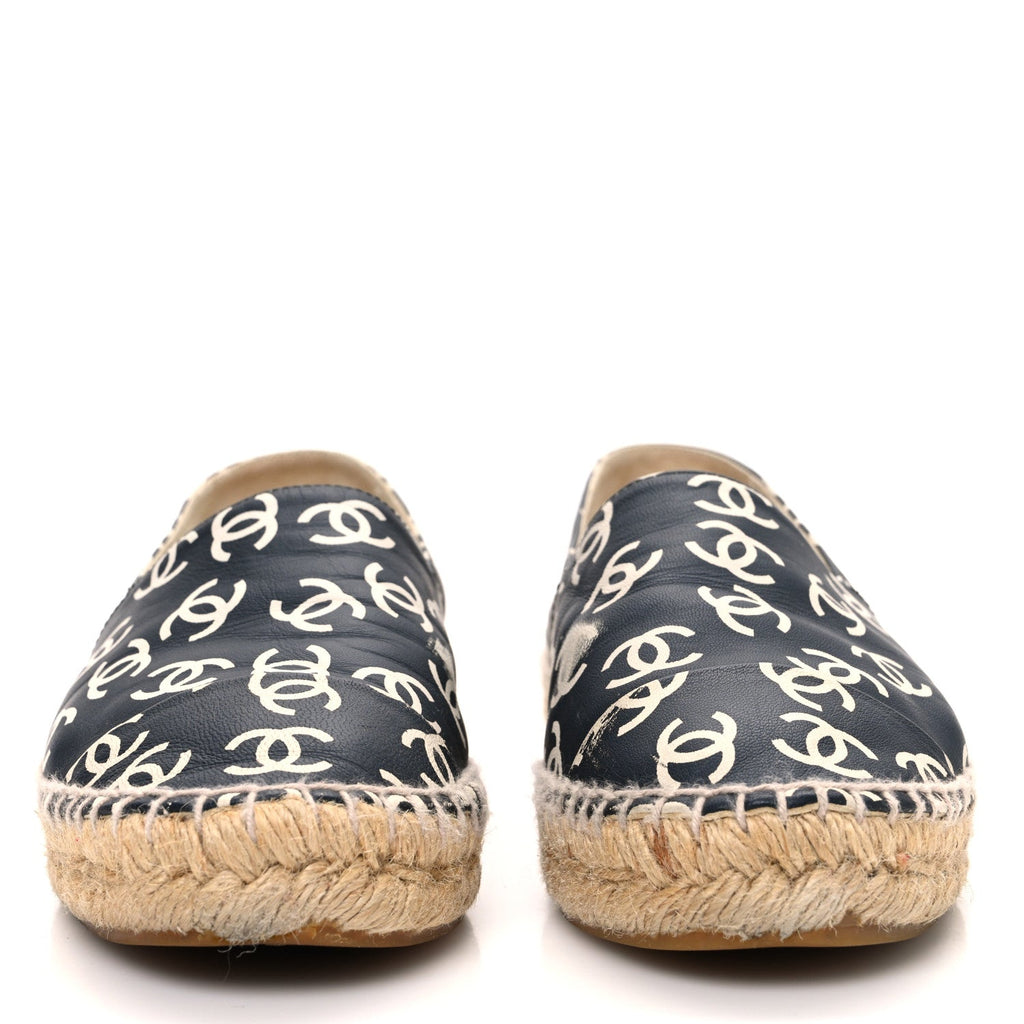 Lambskin Printed CC Espadrilles 36 Black White
