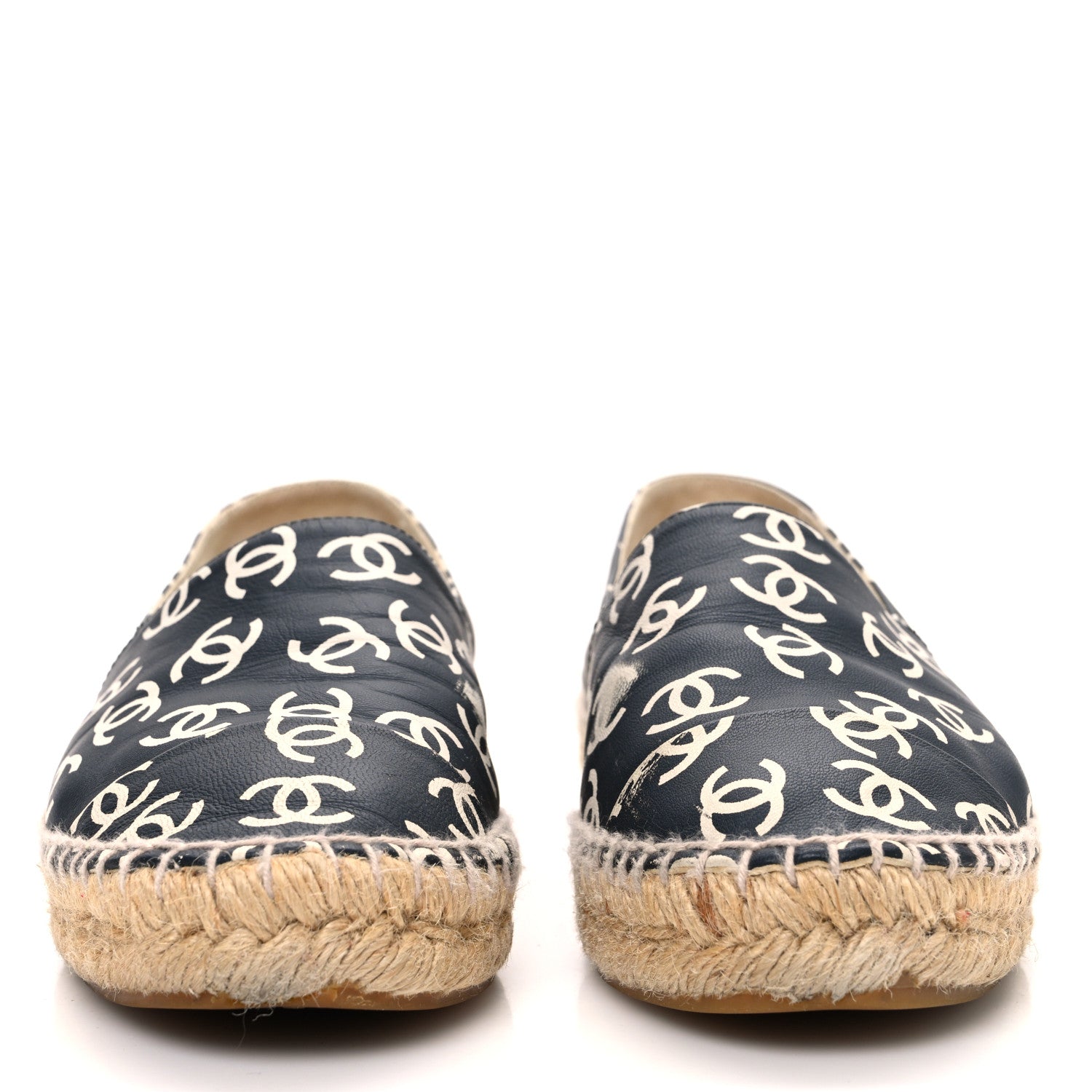 Lambskin Printed CC Espadrilles 36 Black White