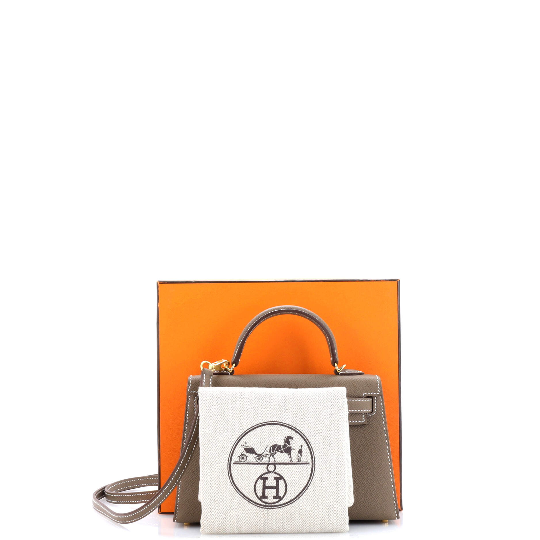 Kelly Mini II Bag Grey Epsom with Gold Hardware 20