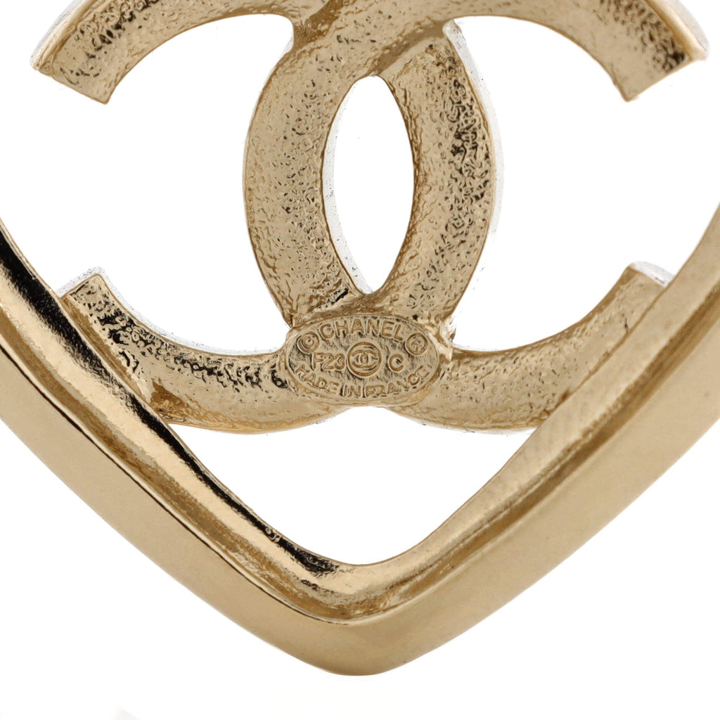 CC Heart Cut-Out Brooch Metal with Crystals