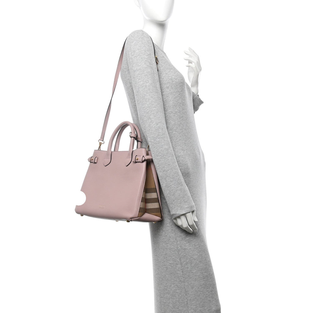 Derby Calfskin House Check Medium Banner Tote Pale Orchid