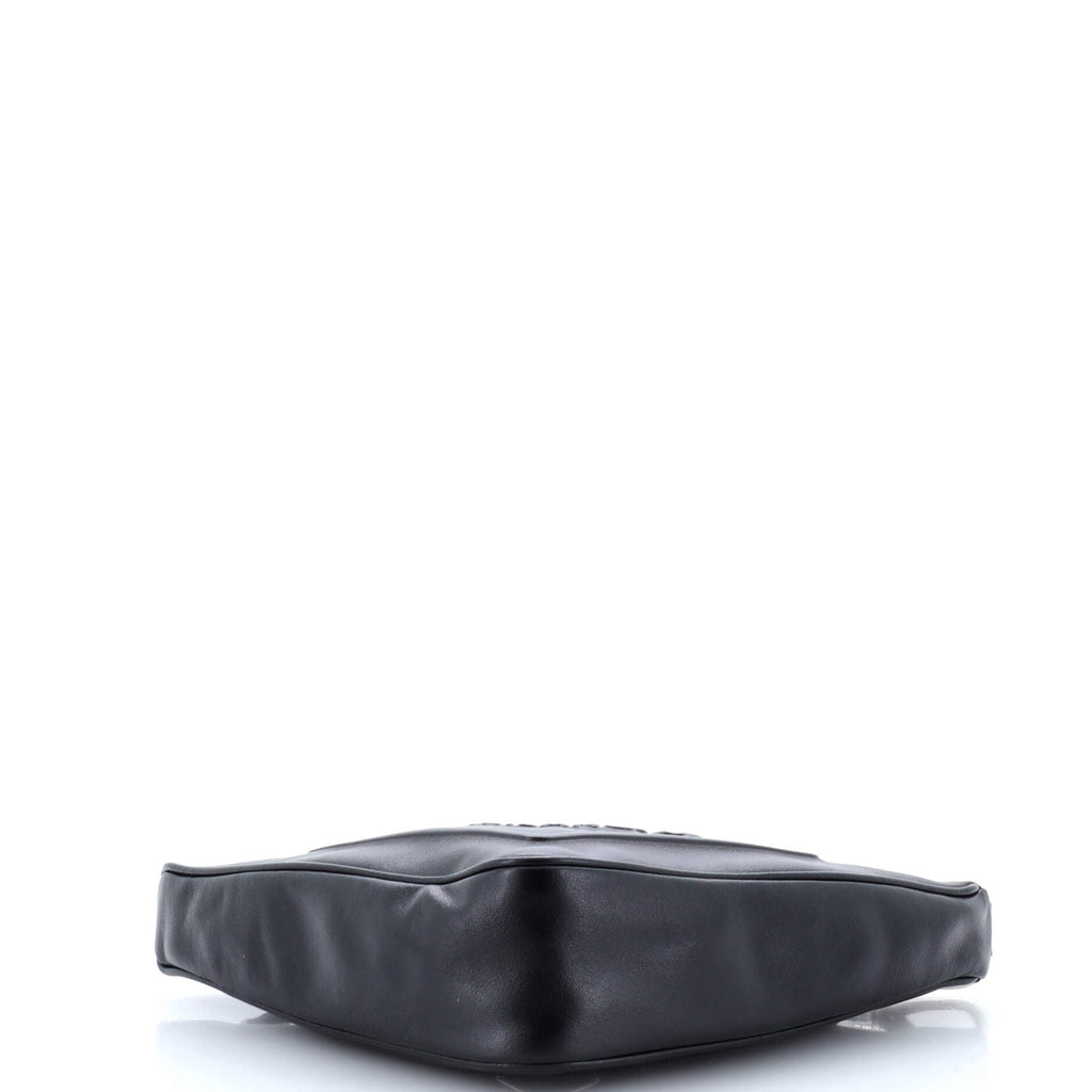 Triangle Logo Wristlet Pouch Embossed Leather
