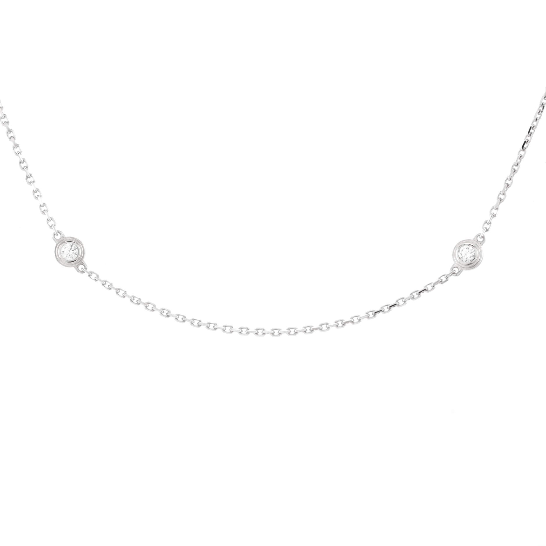 D'Amour 6 Diamonds Station Necklace 18K White Gold and Diamonds