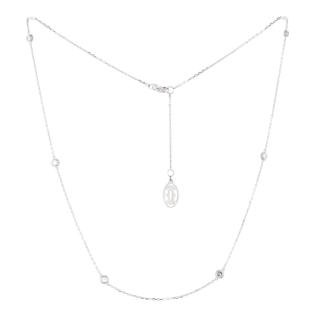 D'Amour 6 Diamonds Station Necklace 18K White Gold and Diamonds