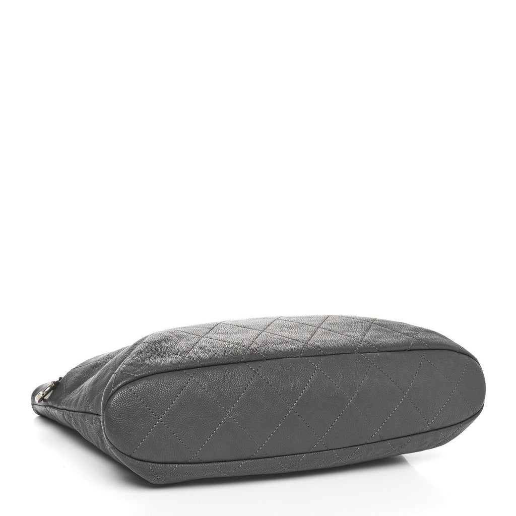 Caviar Quilted Shopping Tote Grey
