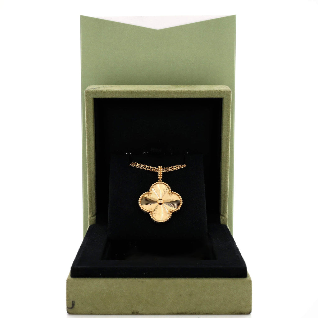 Magic Alhambra Pendant Necklace Guilloche 18K Yellow Gold