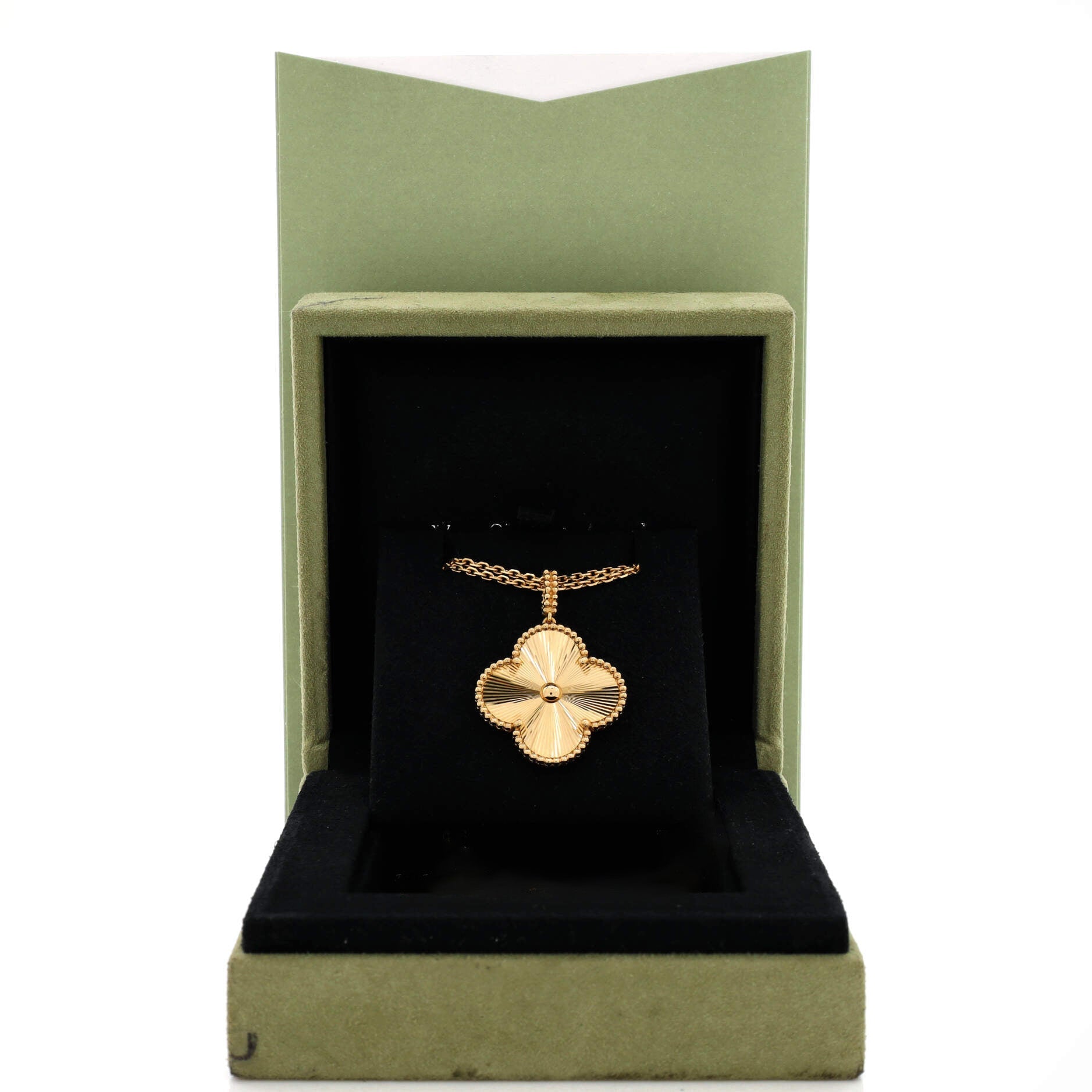 Magic Alhambra Pendant Necklace Guilloche 18K Yellow Gold