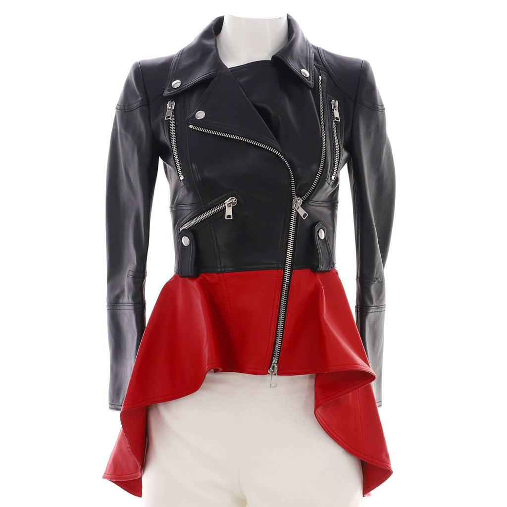 Women's Peplum Biker Jacket Leather