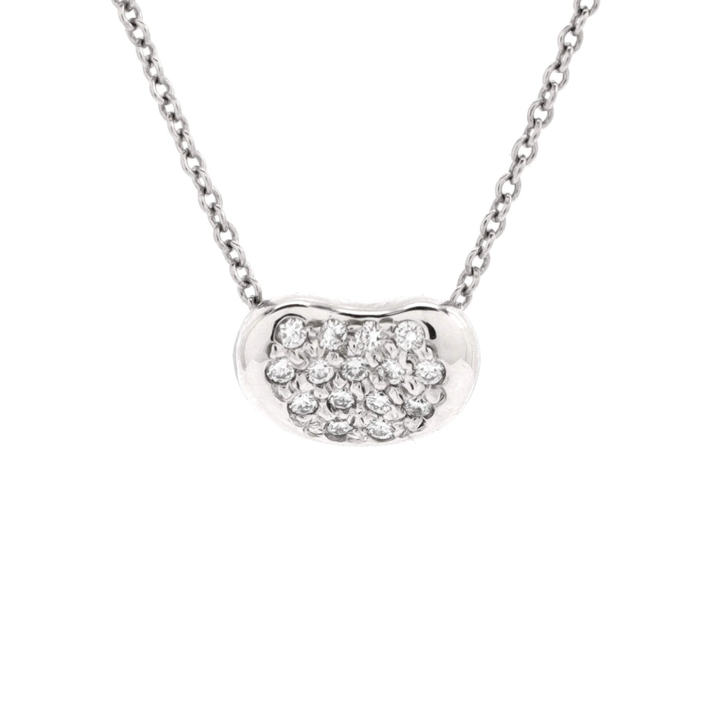 Elsa Peretti Bean Pendant Necklace Platinum with Diamonds 9mm