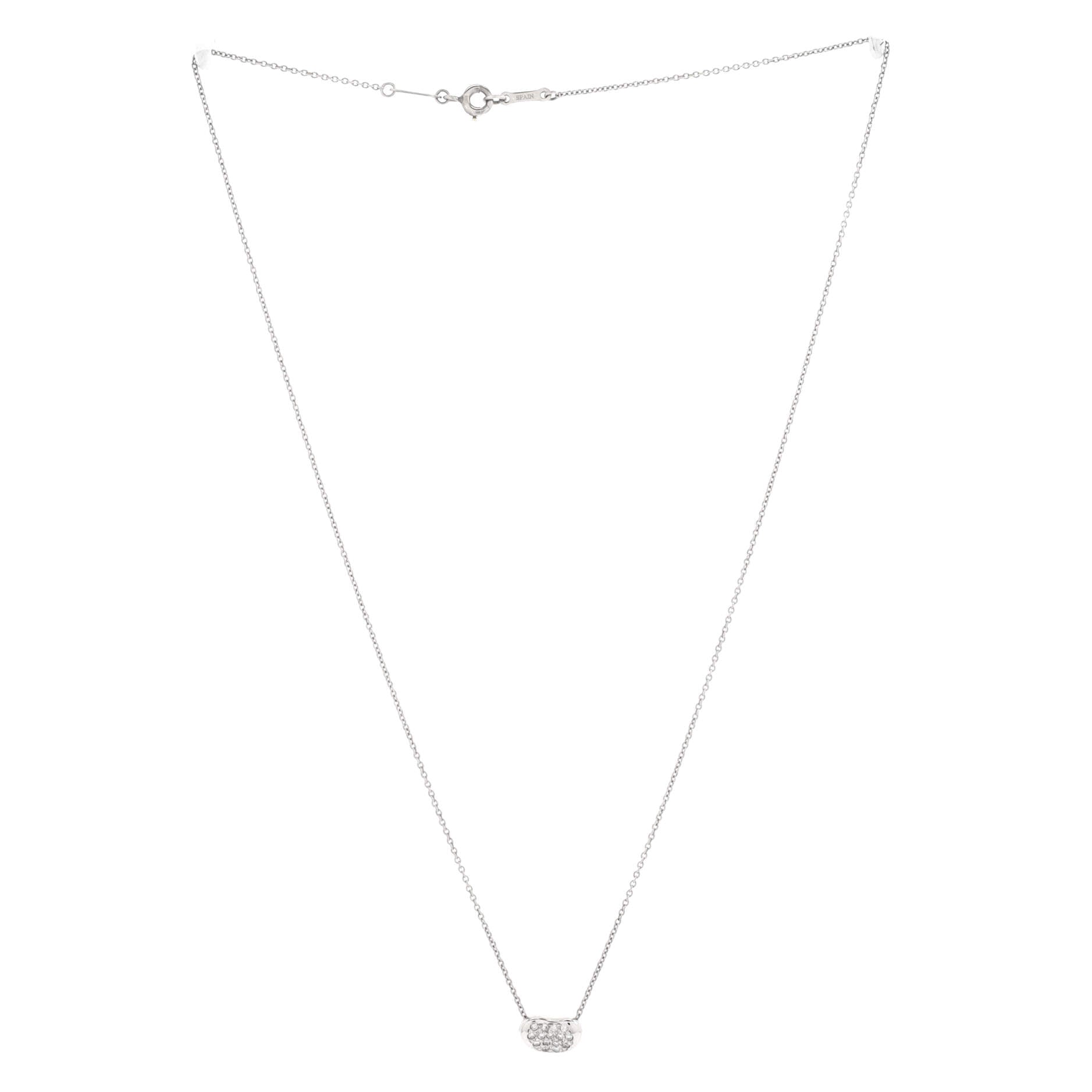 Elsa Peretti Bean Pendant Necklace Platinum with Diamonds 9mm