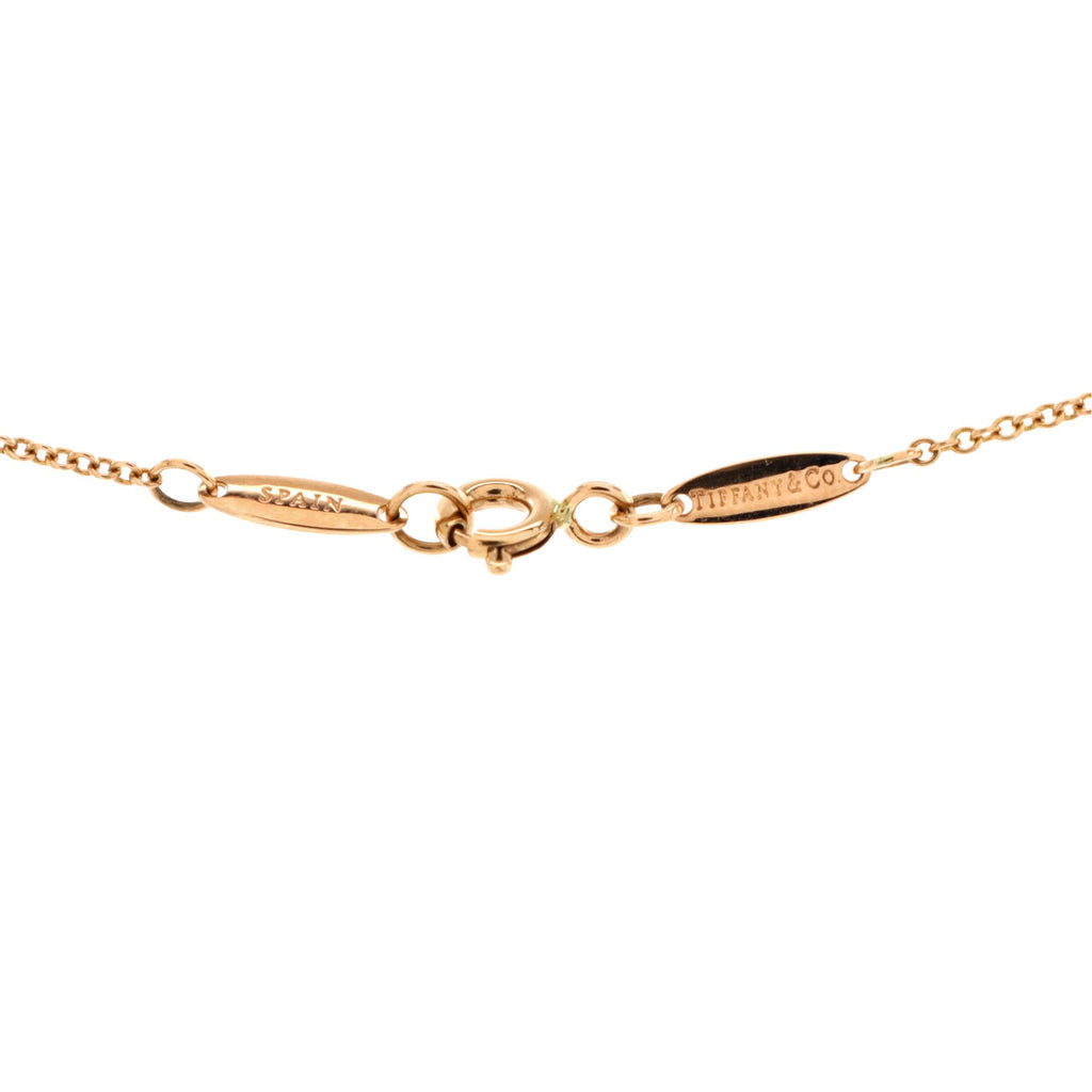 Elsa Peretti Open Heart 3 Diamonds Pendant Necklace 18K Rose Gold and Diamonds