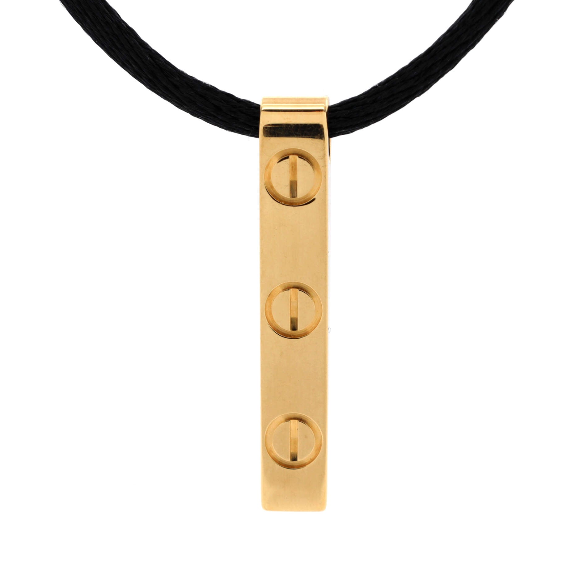 Love Bar Pendant Cord Necklace 18K Yellow Gold