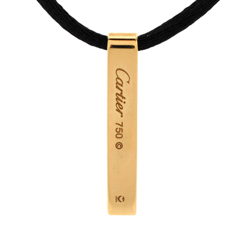 Love Bar Pendant Cord Necklace 18K Yellow Gold