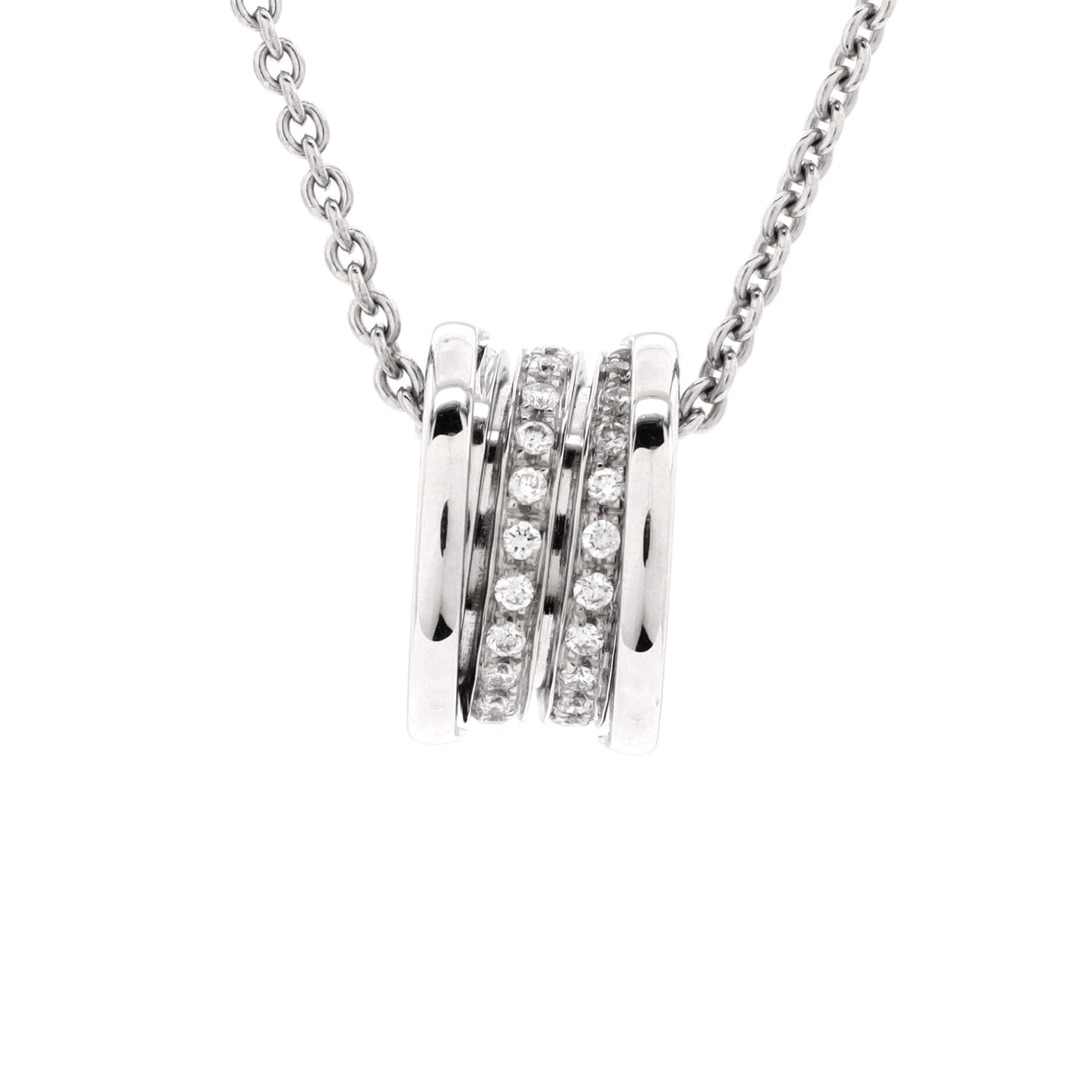 B.Zero1 Pendant Necklace 18K White Gold with Diamonds