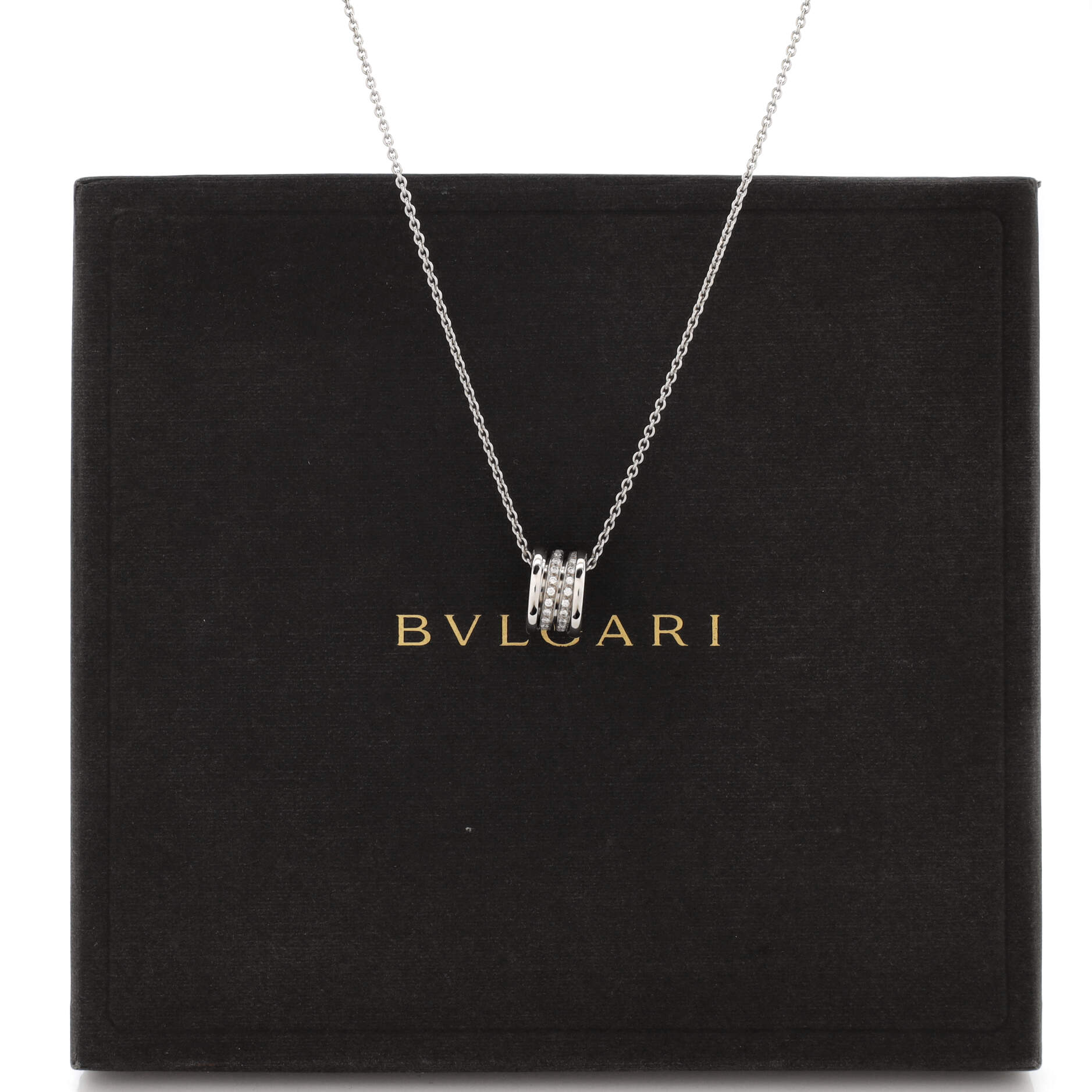 B.Zero1 Pendant Necklace 18K White Gold with Diamonds