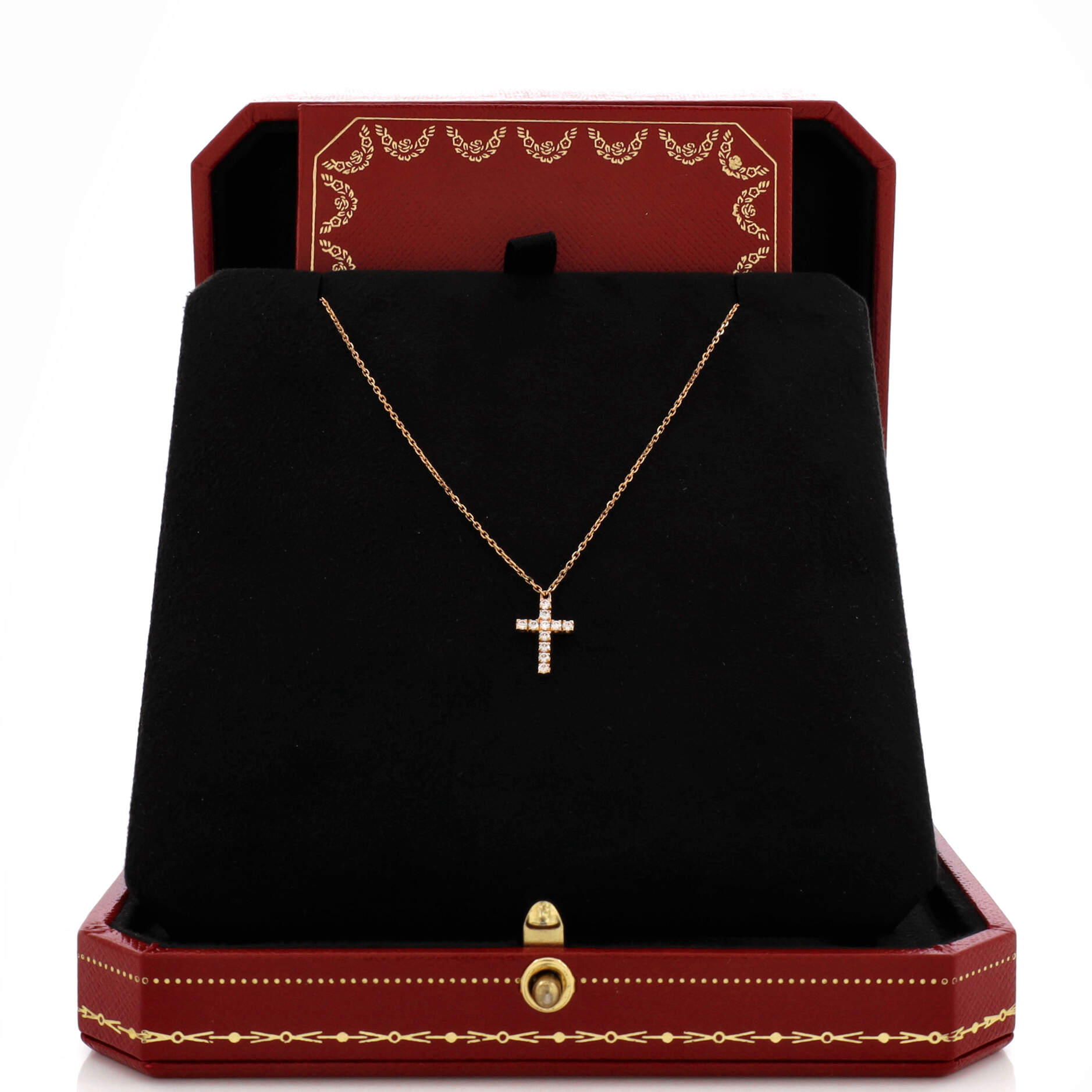 Cross Pendant Necklace 18K Rose Gold with Diamonds