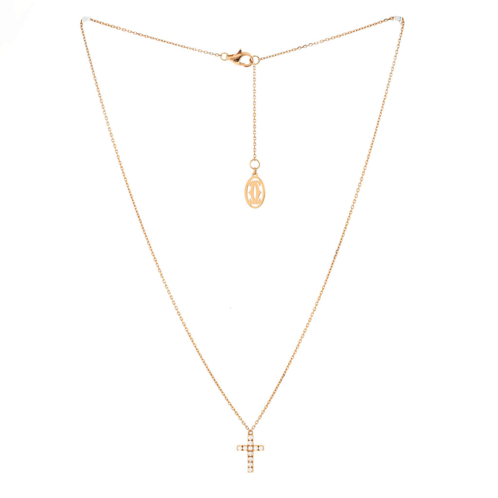 Cross Pendant Necklace 18K Rose Gold with Diamonds