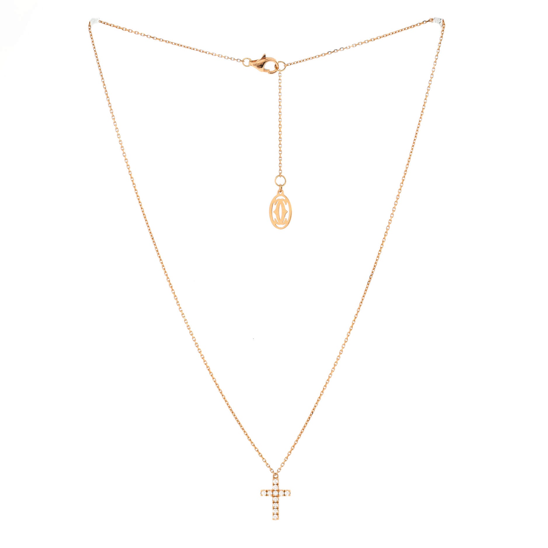 Cross Pendant Necklace 18K Rose Gold with Diamonds