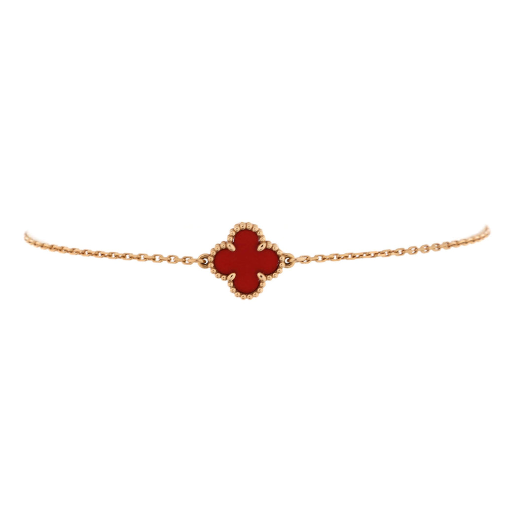 Sweet Alhambra Bracelet 18K Rose Gold and Carnelian