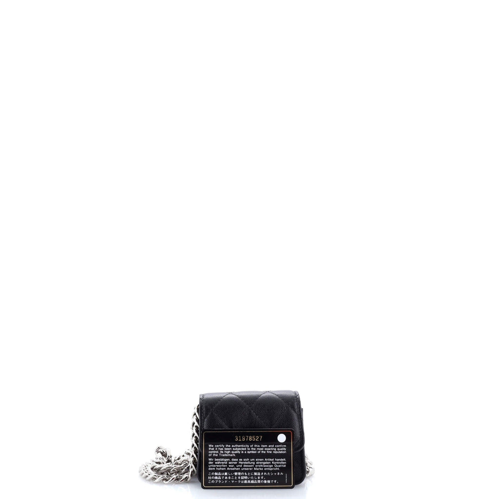 Coco Enamel Strap Flap Clutch with Chain Quilted Caviar Mini