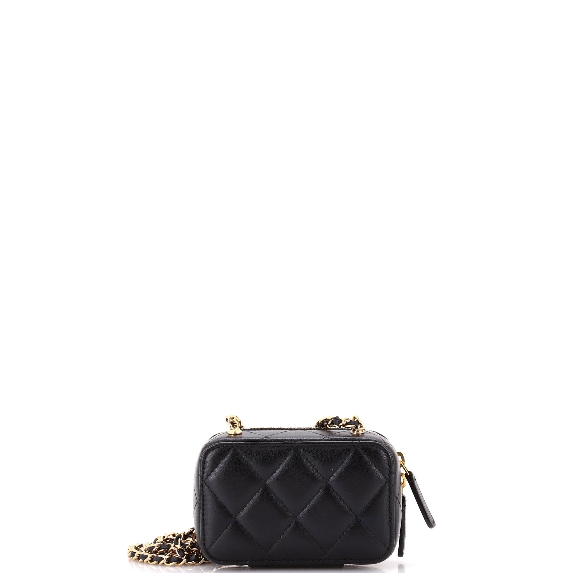 CC Zip Around Clutch with Chain Quilted Metal and Lambskin Small