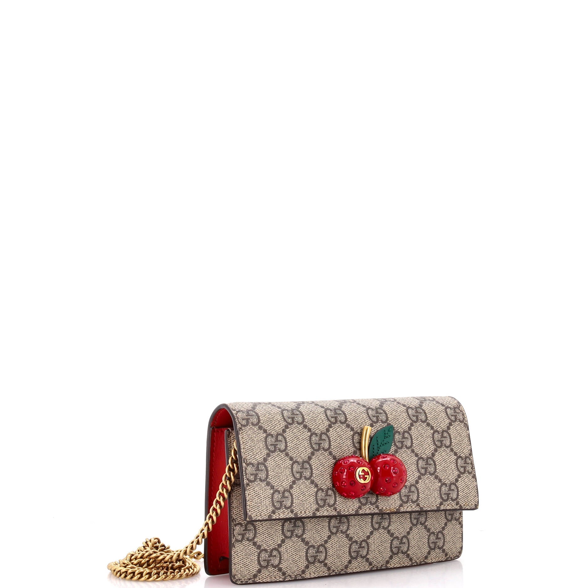 Cherries Wallet on Chain GG Coated Canvas Mini