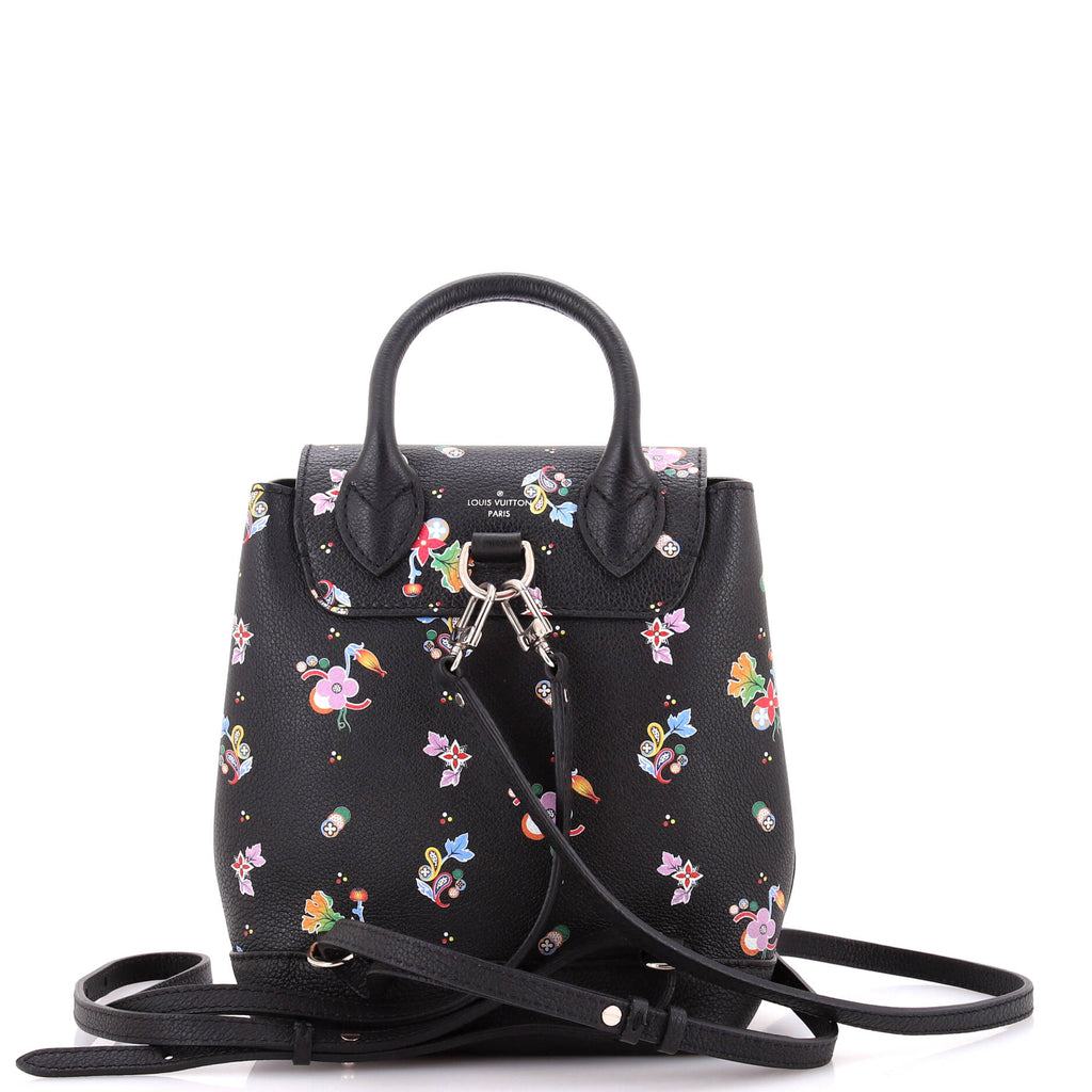 Lockme Backpack Floral Printed Leather Mini