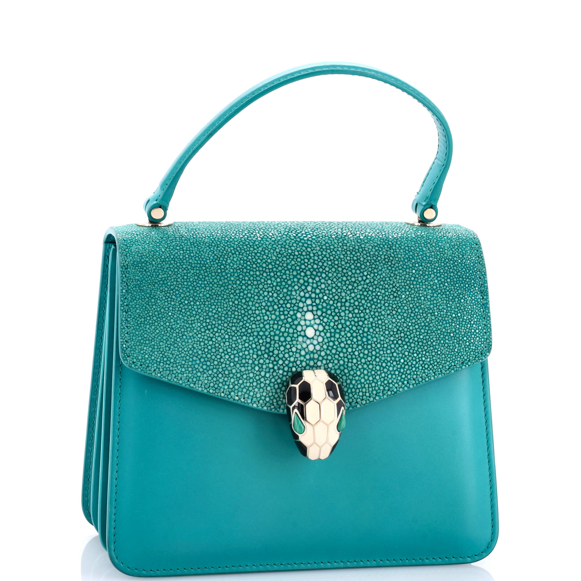 Serpenti Forever Top Handle Bag Leather and Stingray Small