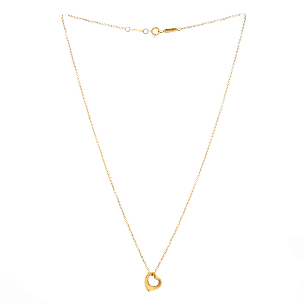 Elsa Peretti Open Heart Pendant Necklace 18K Yellow Gold 11mm