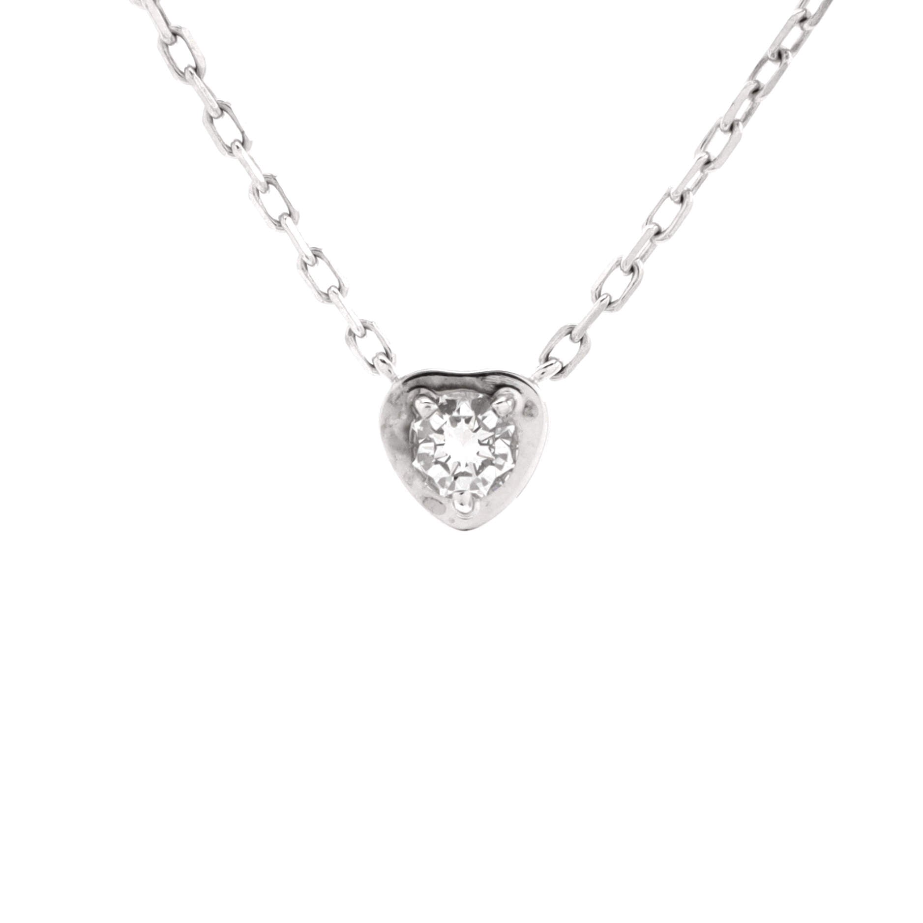D'Amour Heart Pendant Necklace 18K White Gold with Diamond