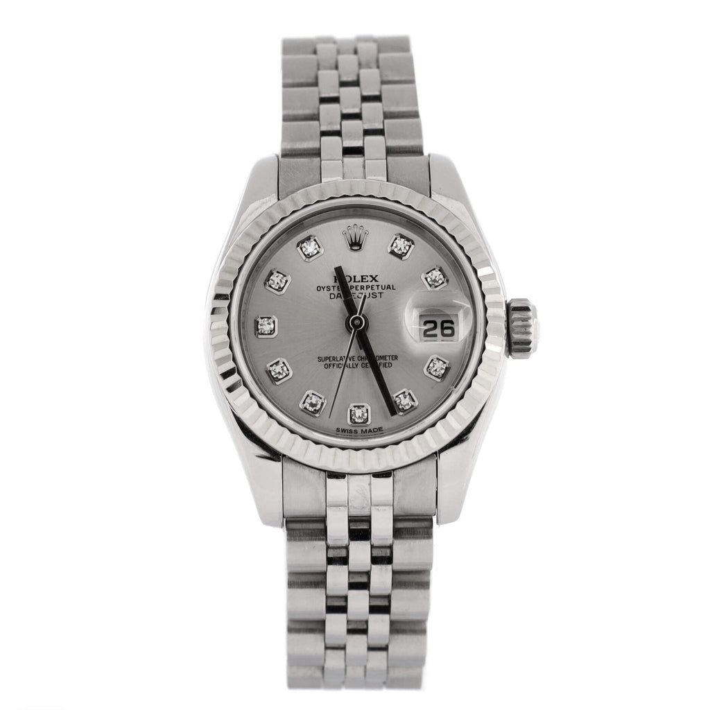 Oyster Perpetual Datejust Automatic Watch Stainless Steel and White Gold with Diamond Markers 26