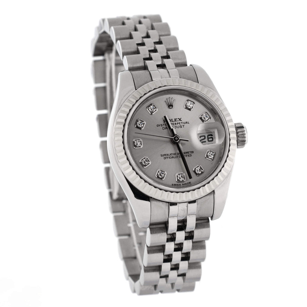 Oyster Perpetual Datejust Automatic Watch Stainless Steel and White Gold with Diamond Markers 26