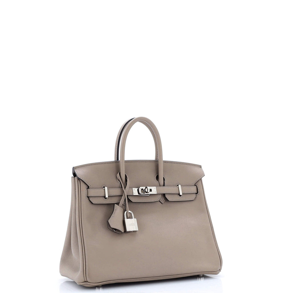 Birkin Handbag Grey Swift with Palladium Hardware 25