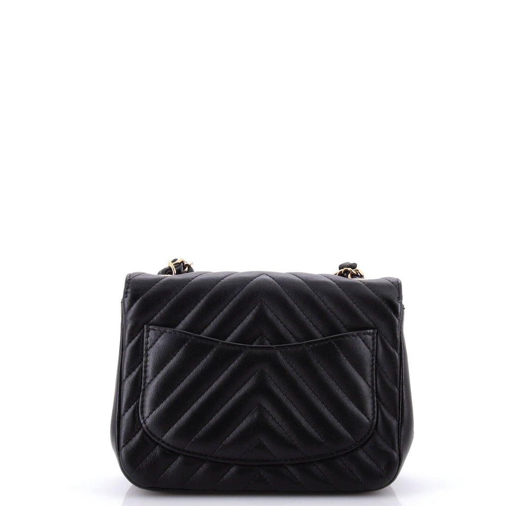 Square Classic Single Flap Bag Chevron Lambskin Mini