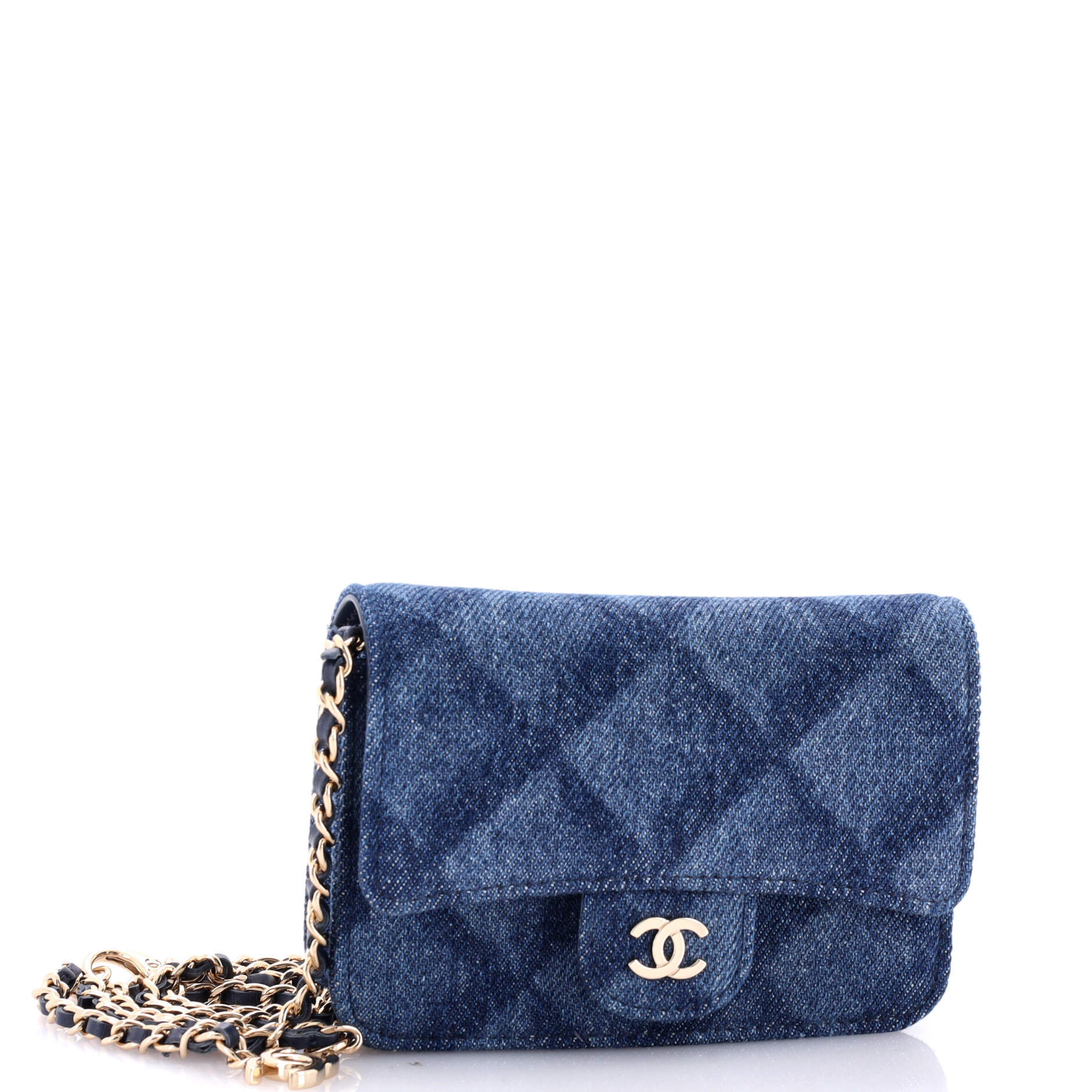 Classic Flap Belt Bag 3D Quilt Printed Denim Mini