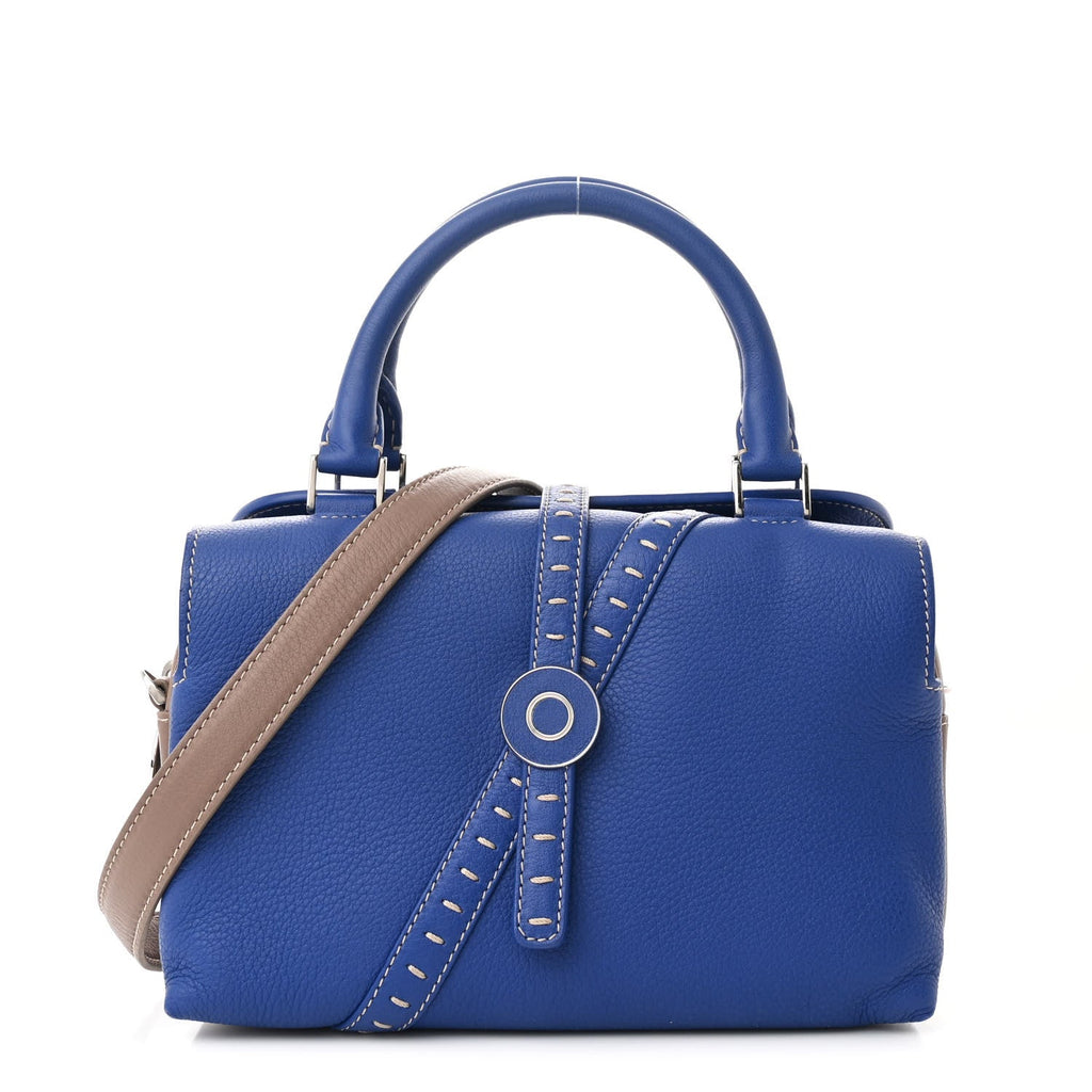 Grained Calfskin Bridle P Shoulder Bag Blue Warm Mastic