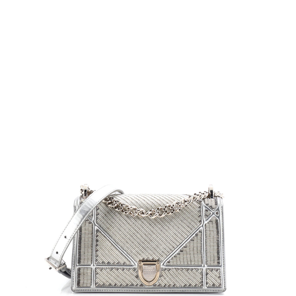 Diorama Flap Bag Beaded Leather Small