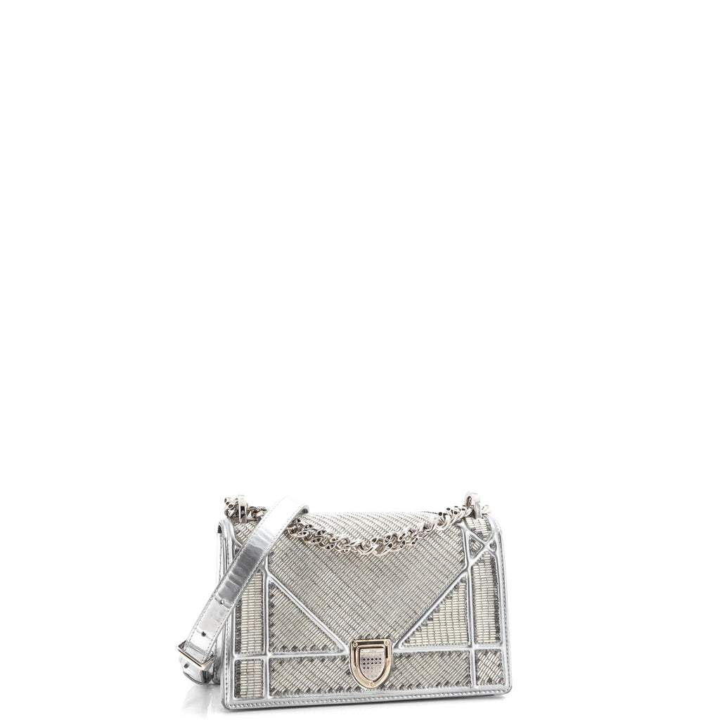 Diorama Flap Bag Beaded Leather Small