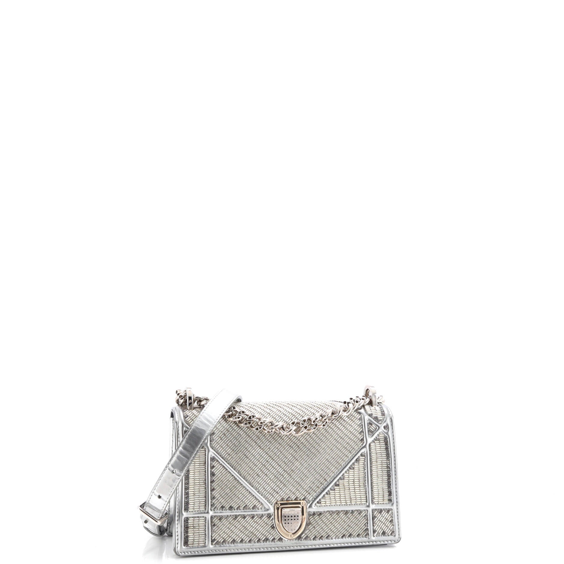 Diorama Flap Bag Beaded Leather Small