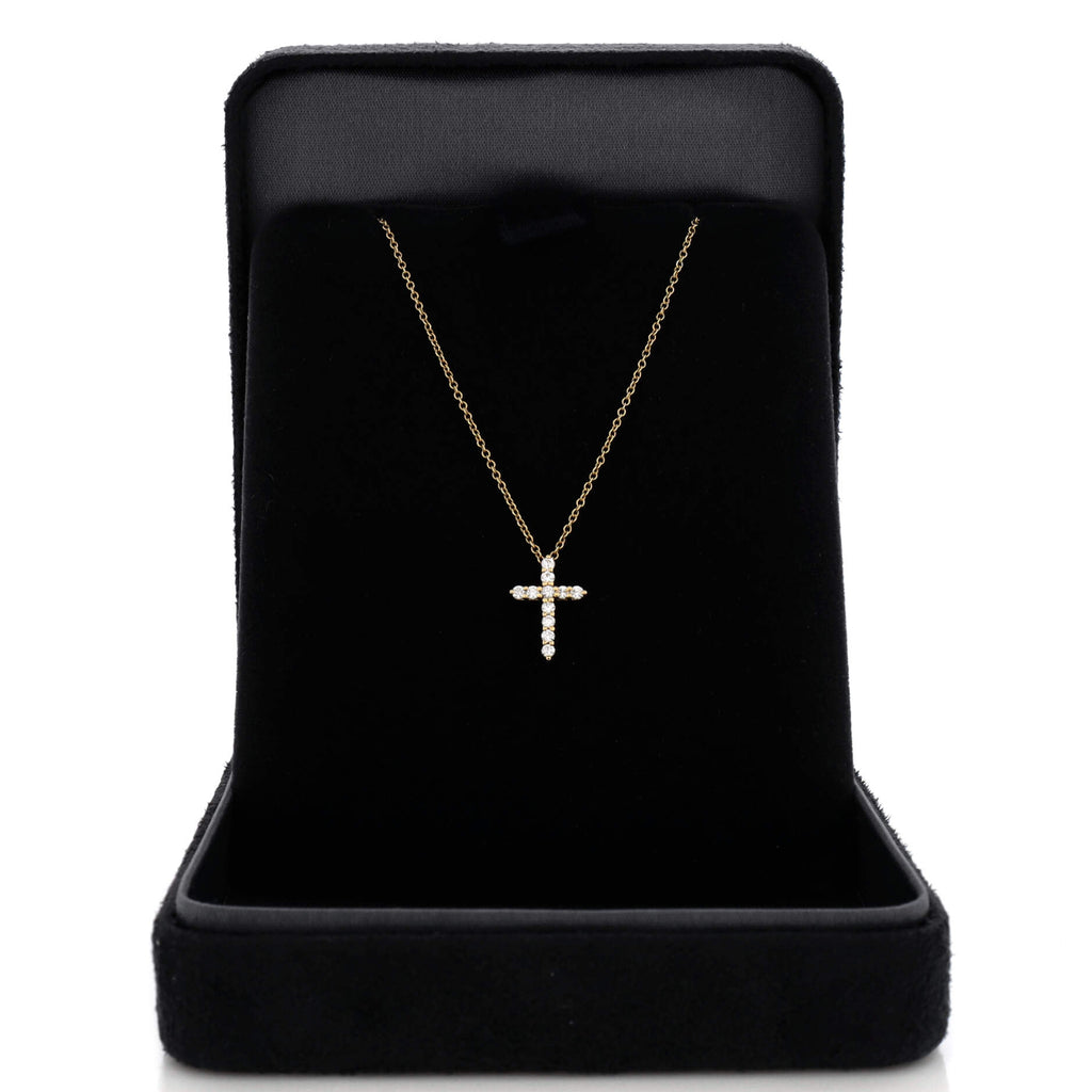 Cross Pendant Necklace 18K Yellow Gold with Diamonds Mini