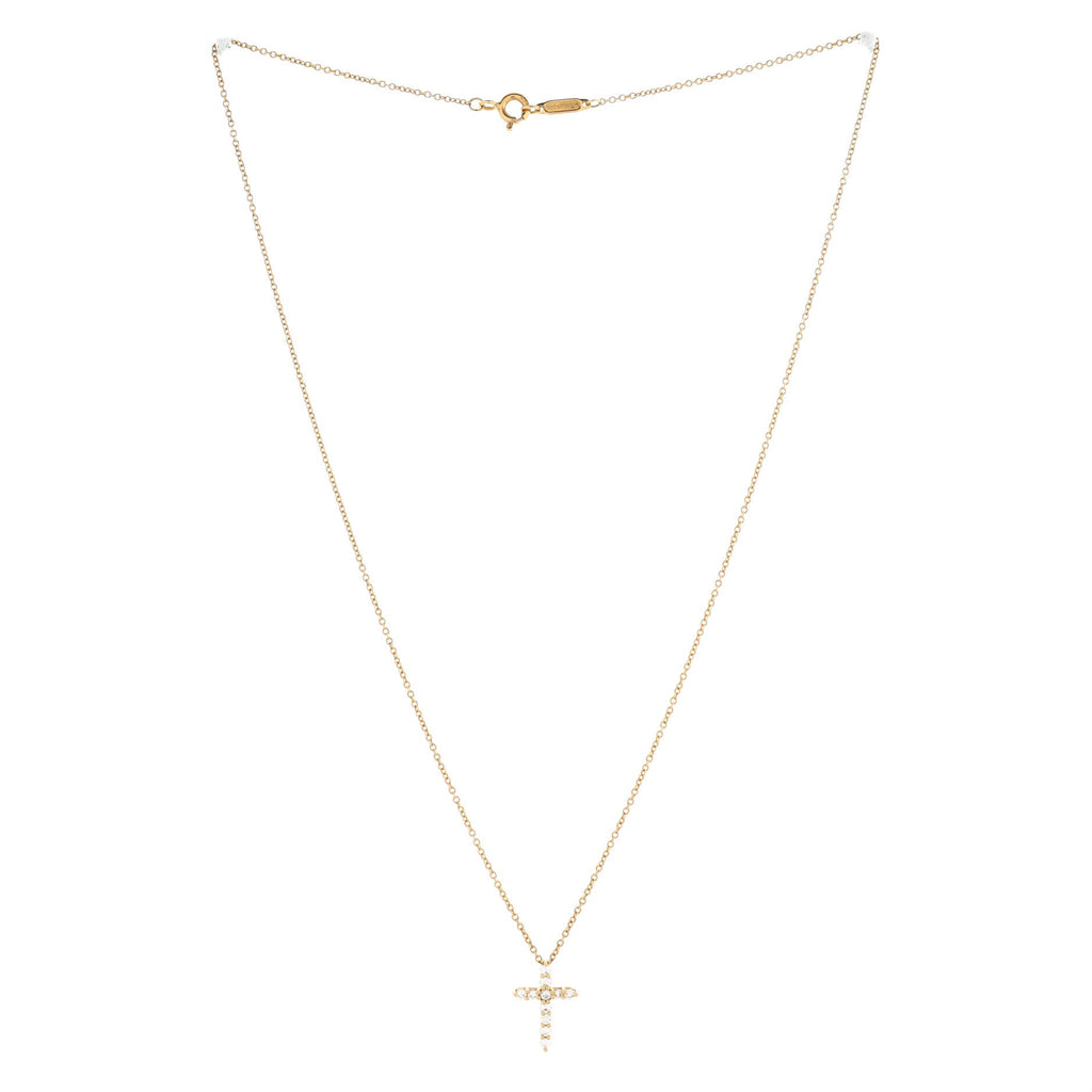 Cross Pendant Necklace 18K Yellow Gold with Diamonds Mini