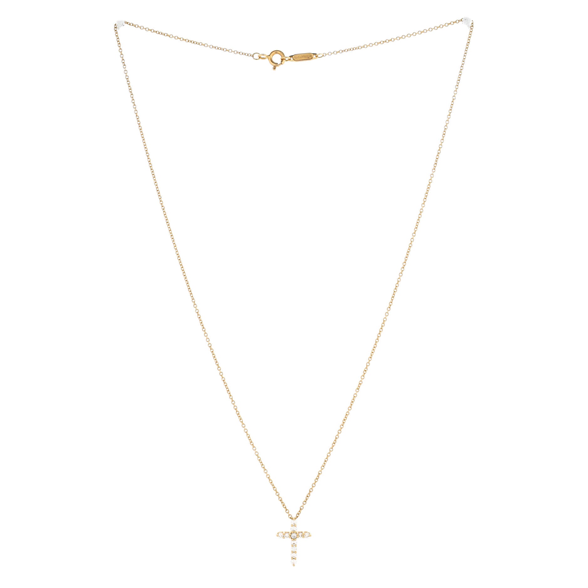 Cross Pendant Necklace 18K Yellow Gold with Diamonds Mini