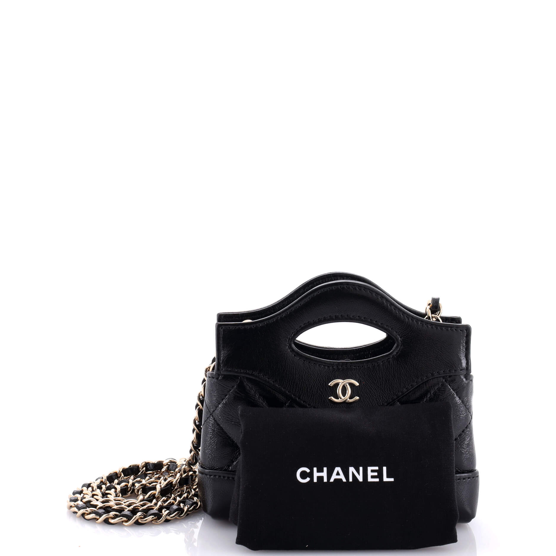 31 Shopping Bag Clutch with Chain Quilted Calfskin Nano