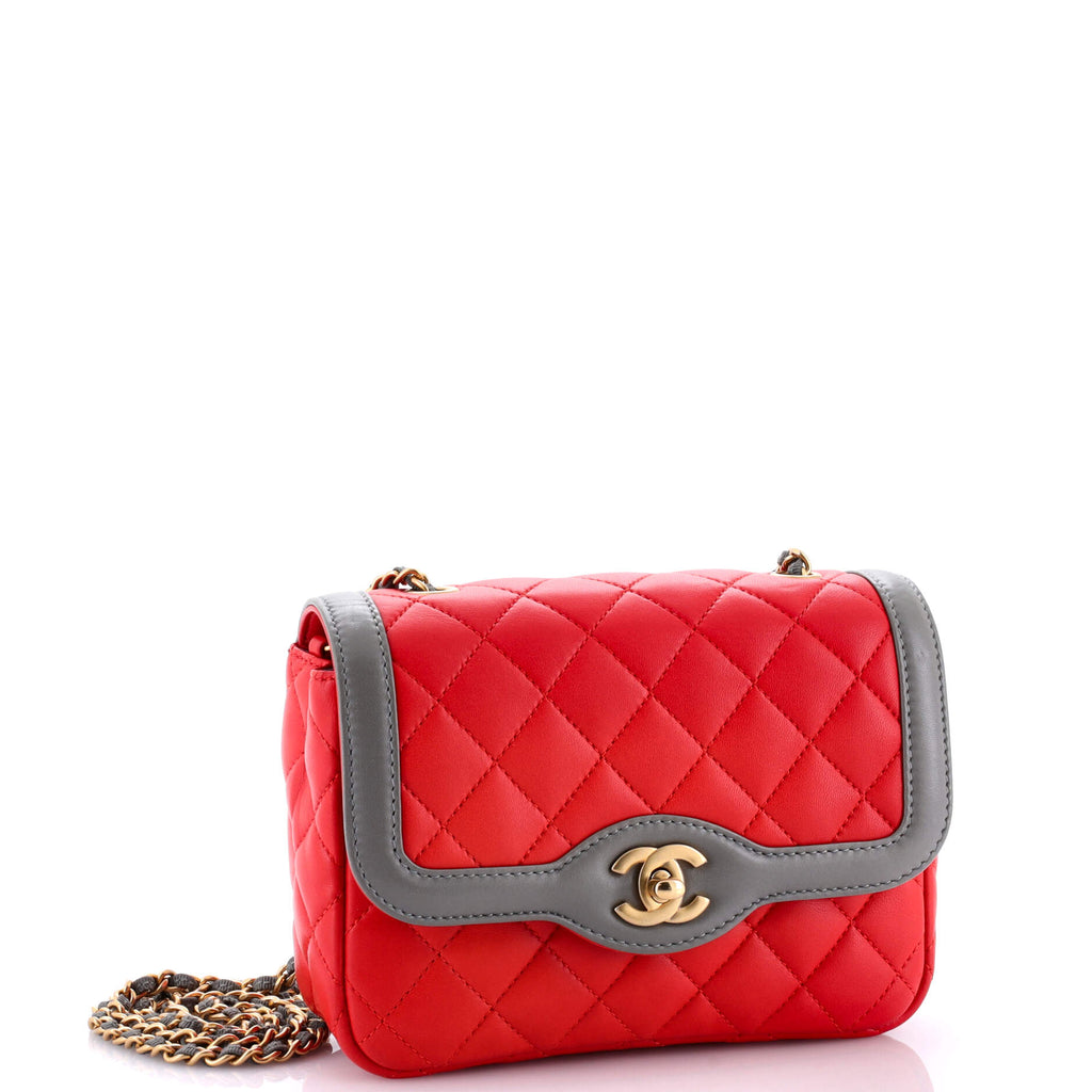 Two Tone Flap Bag Quilted Lambskin Mini