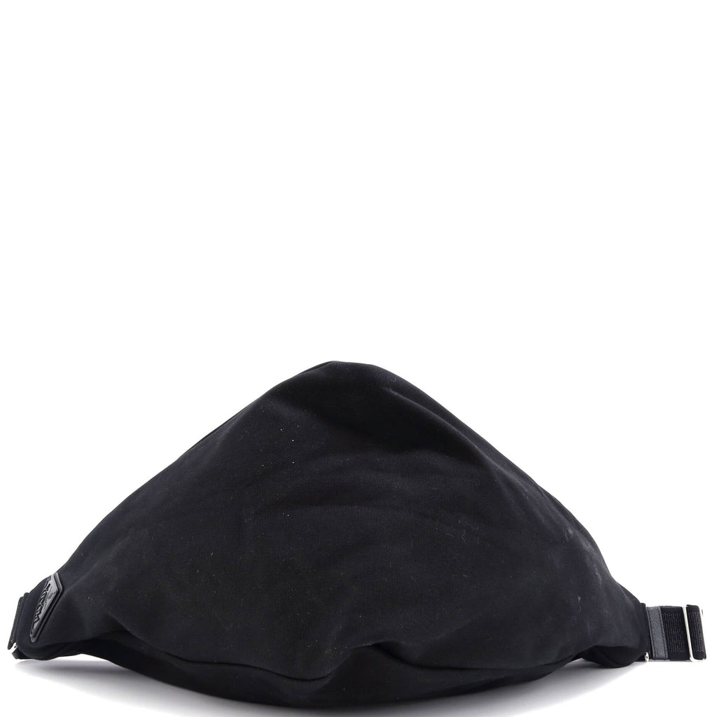 Triangle Logo Zip Crossbody Bag Embossed Canvas Large