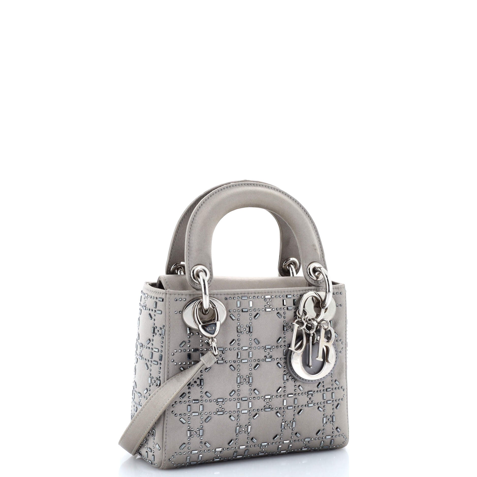 Lady Dior Bag Crystal Embellished Cannage Quilt Satin Mini
