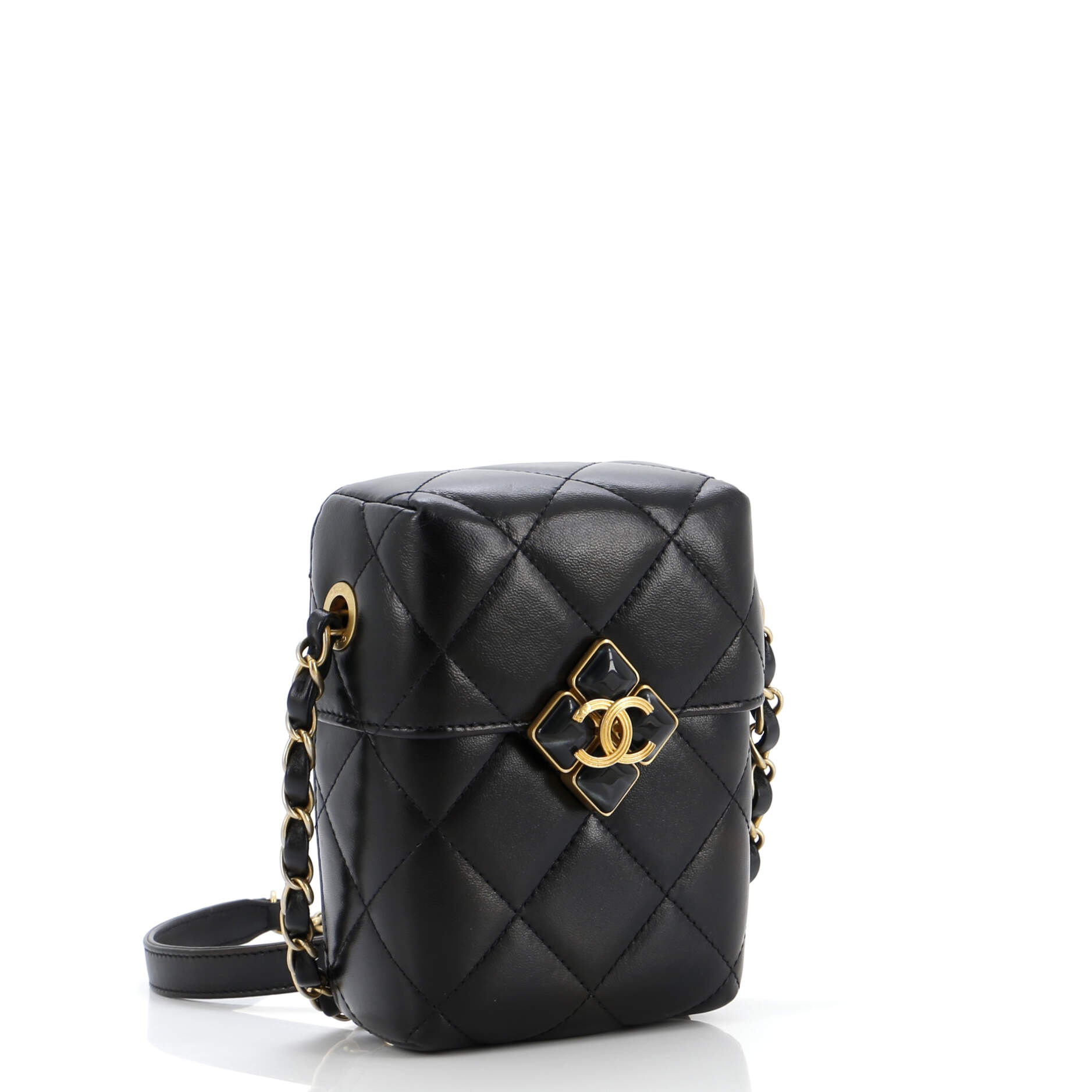 Diamond Lock CC Phone Holder Crossbody Bag Quilted Lambskin Mini