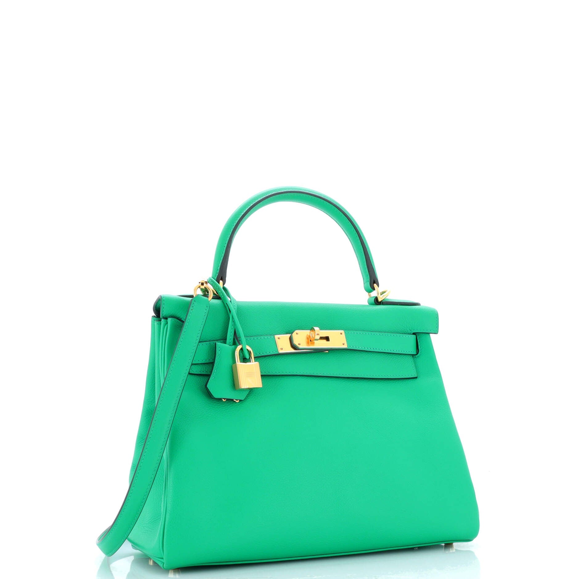 Kelly Handbag Menthe Evercolor with Gold Hardware 28