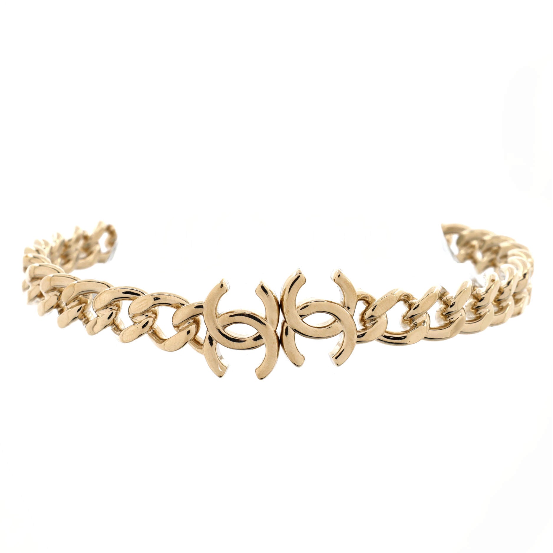 CC Chain Link Choker Necklace Metal